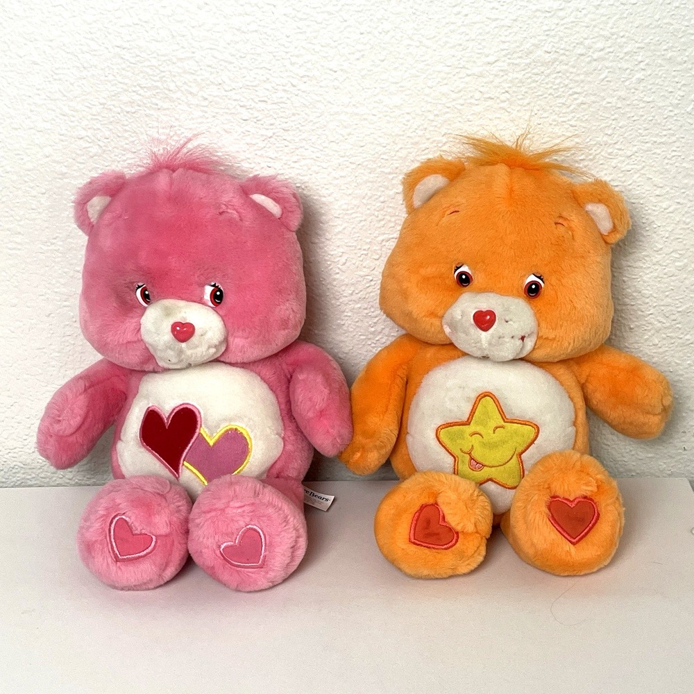 Vintage 2003 Care Bears Sing Along Friends Laugh-A-Lot Love-A-Lot Plush Lot 2